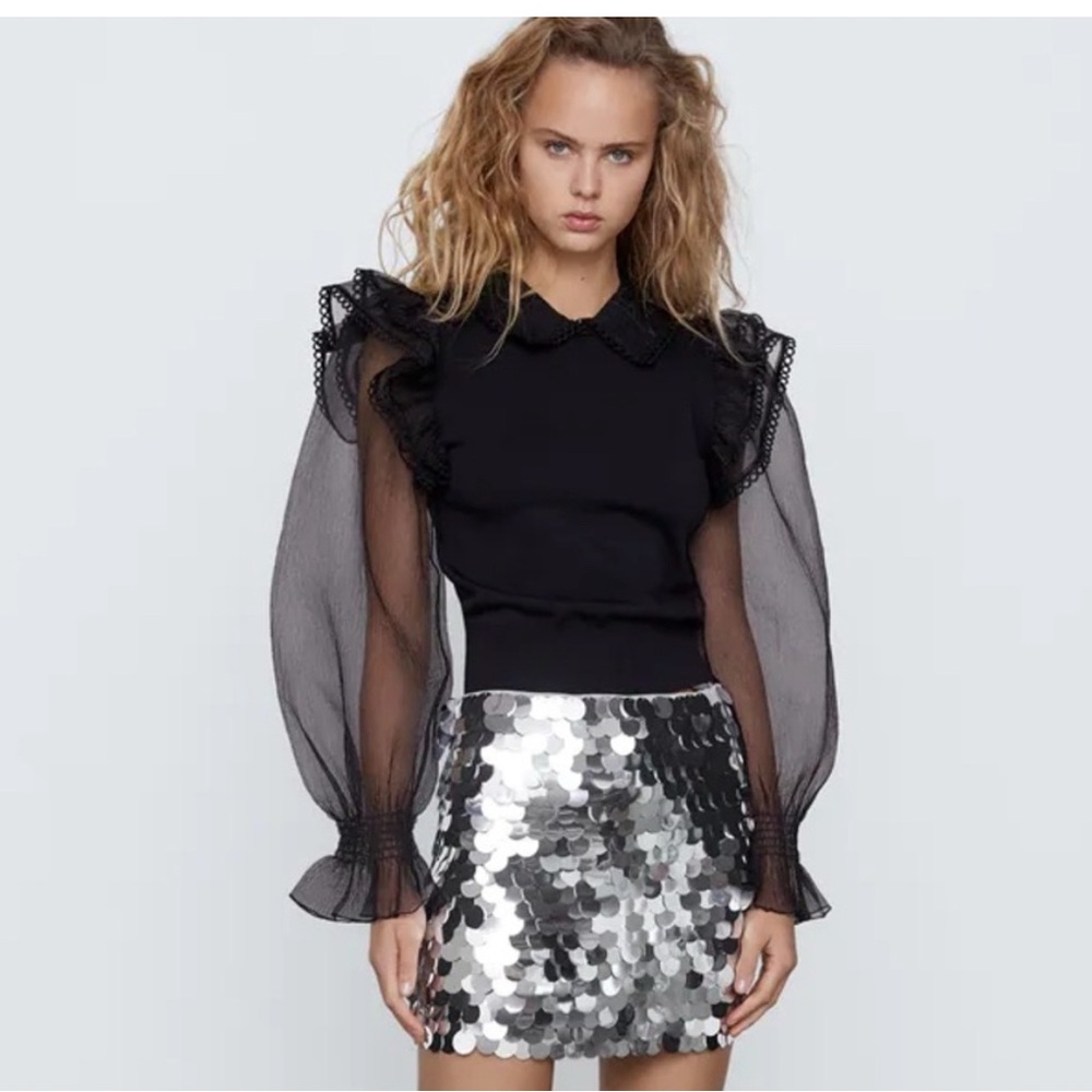 Zara contrast organza sweater